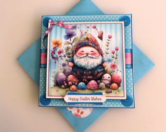 Easter garden gnomie card.