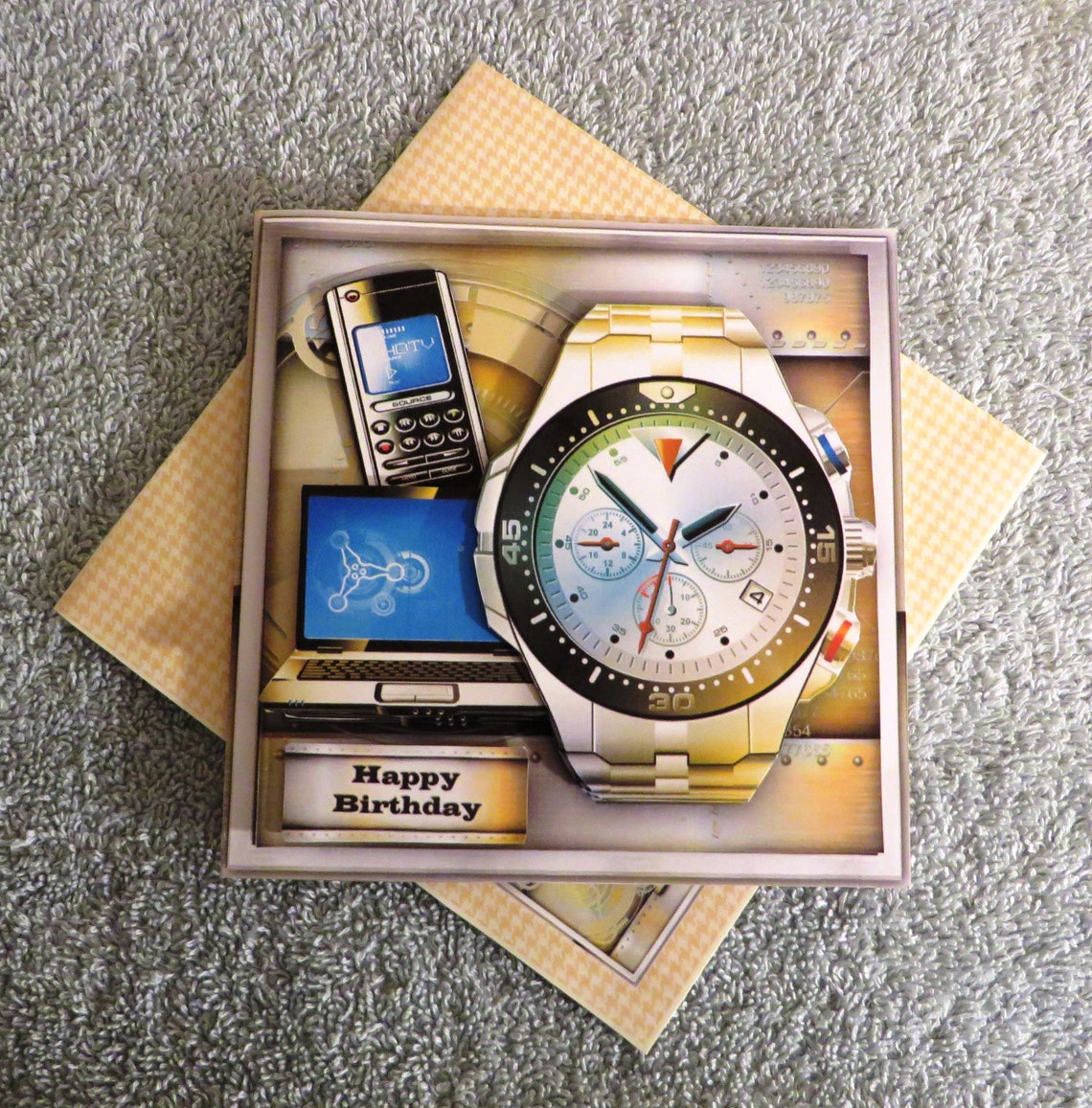 Silver Blue Watch Birthday Card - Etsy