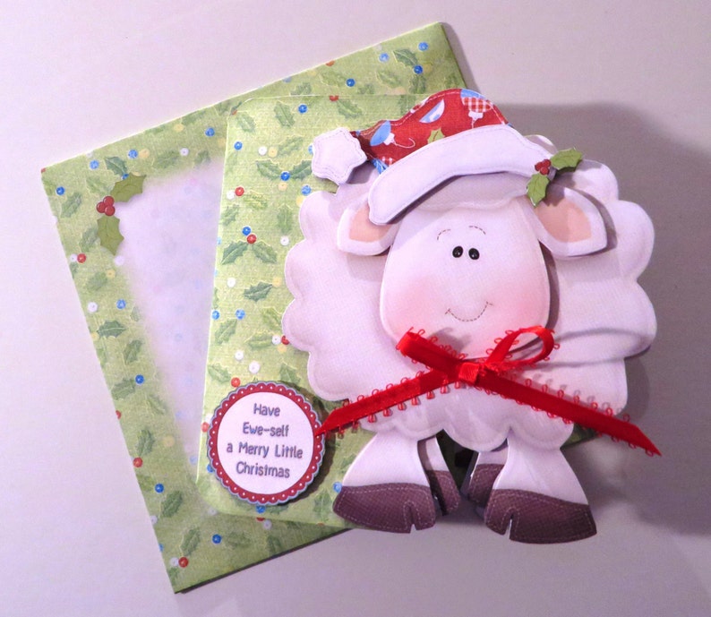 Hand cut & layered lamb christmas card image 1