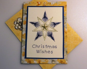 Handmade stitched Christmas Star card.