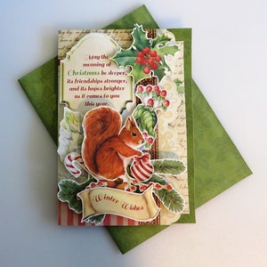 Christmas wishes squirrel card.
