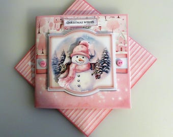 Cute snowman wishes Christmas card.