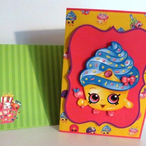 Shopkins birthday card with matching envelope.