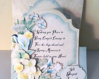 Handmade sincere condolences sympathy card.