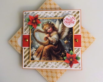 Christmas harp Christmas card.