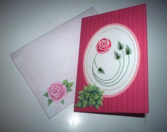 Stitched flowered birthday card