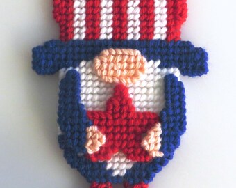 Patriotic long legged gnome ornament.