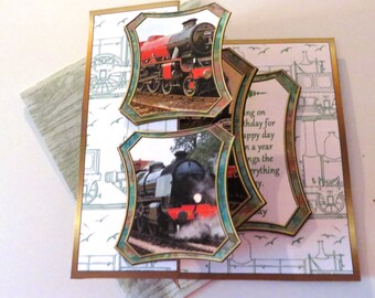 Handmade steam train pop out card.