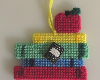 Needlepoint school books ornament