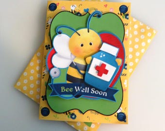 Bee well soon get well card.
