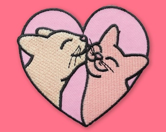 Love Cats Patch | Vegan Adhesive | Cat Lover Cute Cats Gift Iron or Sew On Patches