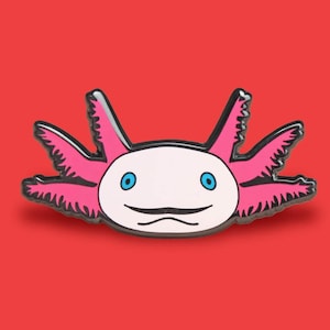 Broche de esmalte de axolote • Broche fofo rosa kawaii • Broche de lapela engraçado de anfíbio • Presente peculiar de sapo • Acessório de animal adorável