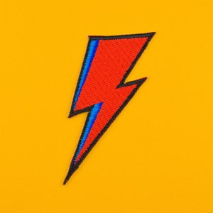 Bowie-Inspired Lightning Embroidered Patch / Vegan Adhesive / Glam Aladdin Sane Ziggy Stardust Iron or Sew On Patches image 1