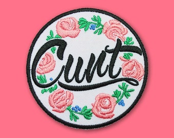 Floral Cunt Patch | Vegan Adhesive - Iron or Sew On Patches | Gift Cute Funny Sweary Offensive Cottagecore