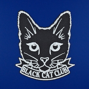 ブラックキャットクラブ刺繍パッチ • かわいい猫のハロウィンオカルトゴシックパッチ • アイロンまたは縫い付け • 魔女猫愛好家へのギフト