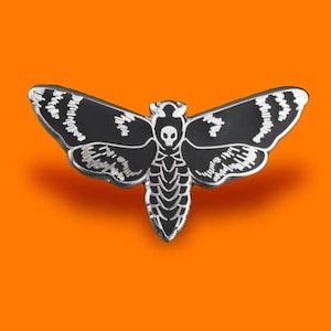 Death’s-Head Hawkmoth Enamel Pin Badge • Gothic Skull Moth Pin • Spooky Halloween Hannibal Gift • Creepy Cute Goth Accessory