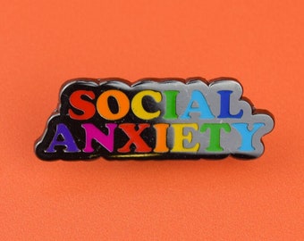 Social Anxiety Pin Badge / Hard Enamel Nickel-Free Brooch / Rainbow Introvert Mental Health Anxious LGBT Self Care