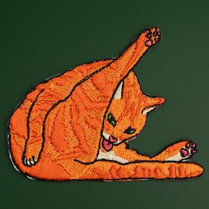 Cat Licking Butt Patch | Vegan Adhesive | Iron or Sew On Patches | Funny Meme Ginger Cat