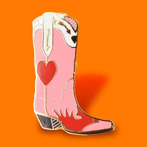 Pink Cowboy Boot Enamel Pin Badge | Hard Enamel Nickel-Free Brooch | Western Cowboy Cute Cowgirl Girly Retro Vintage Country Fan Dolly P