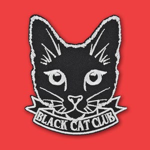 Patch bordado do Black Cat Club • Patch gótico oculto de Halloween com gato fofo • Passar a ferro ou costurar • Presente para amantes de gatos e bruxas