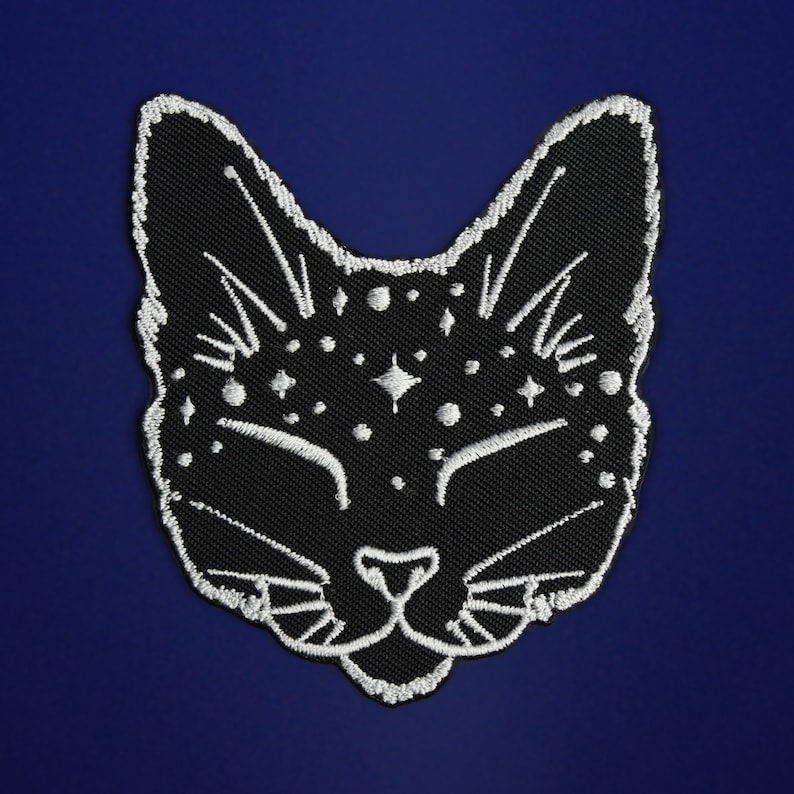 Cosmic Cat Patch / Vegan Adhesive / Iron or Sew On Patches / Galaxy Gothic Goth Cute 