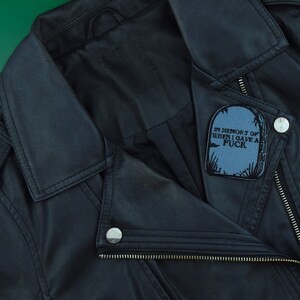 In Memory of When I Gave a Fuck Patch • Funny Tombstone Badge • Emo Goth Iron-On Patch • Horror Inspired Gift • Sarcastic Patch image 3