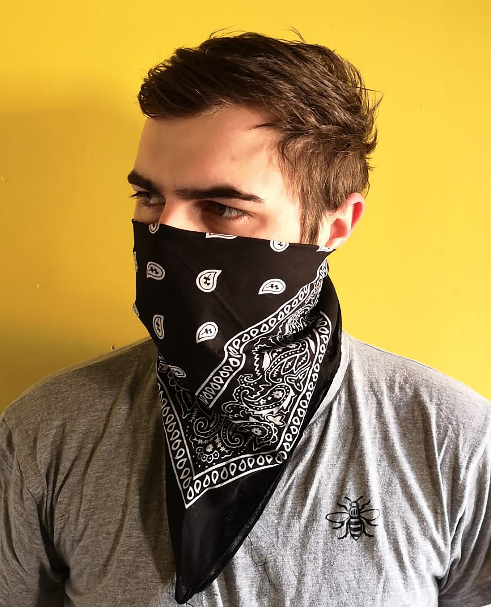 Paisley Face Covering Bandana // Black Red Navy Blue Grey & Etsy