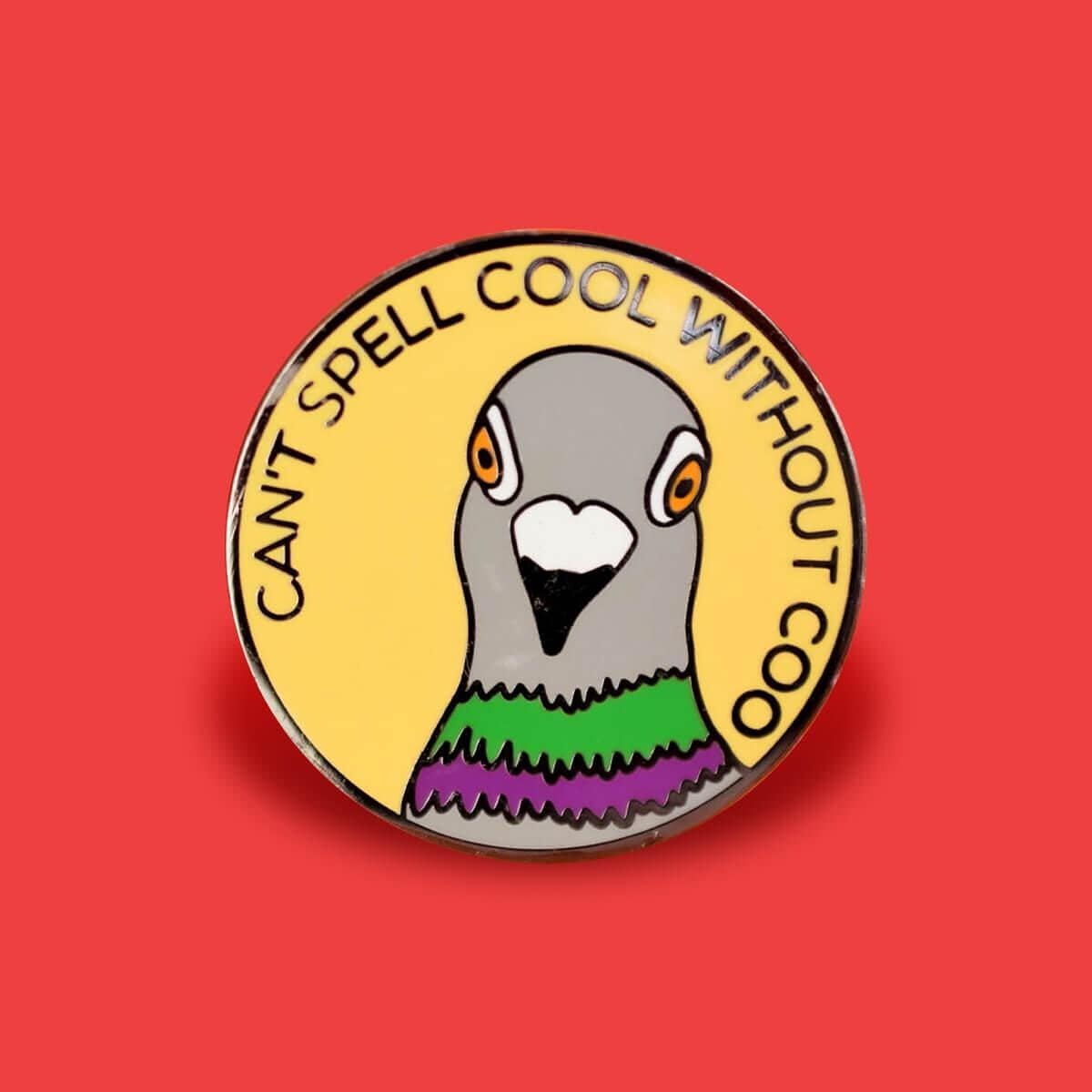 Can't Spell Cool Without Coo Enamel Pin Badge • Funny Pigeon Gift for Bird Lover • Cute Meme Twitcher Accessory for Jacket or Bag
