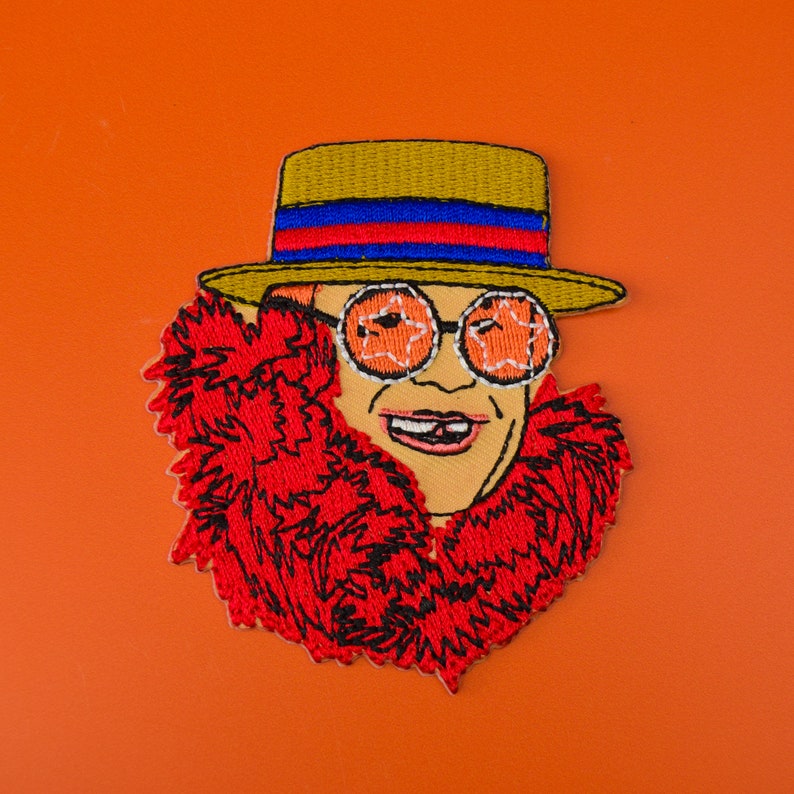 Elton John Inspired Ironon Patch / Embroidered Vegan Adhesive Etsy