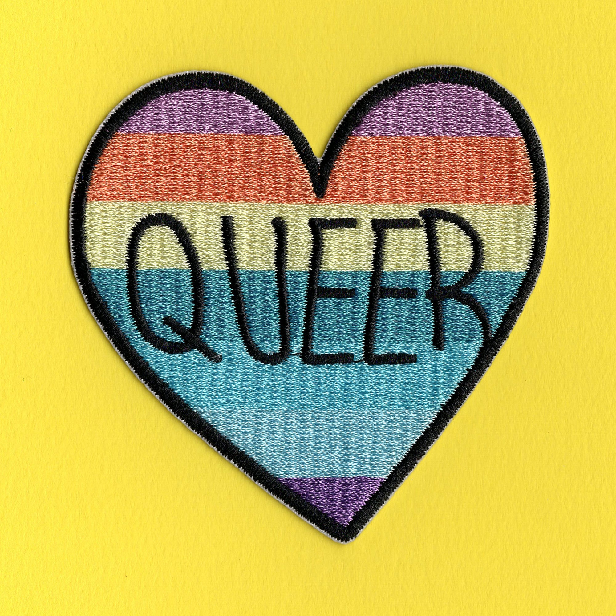 QUEER Candy Heart Patch - Made with Vegan Iron-On Adhesive - DIY Cust…