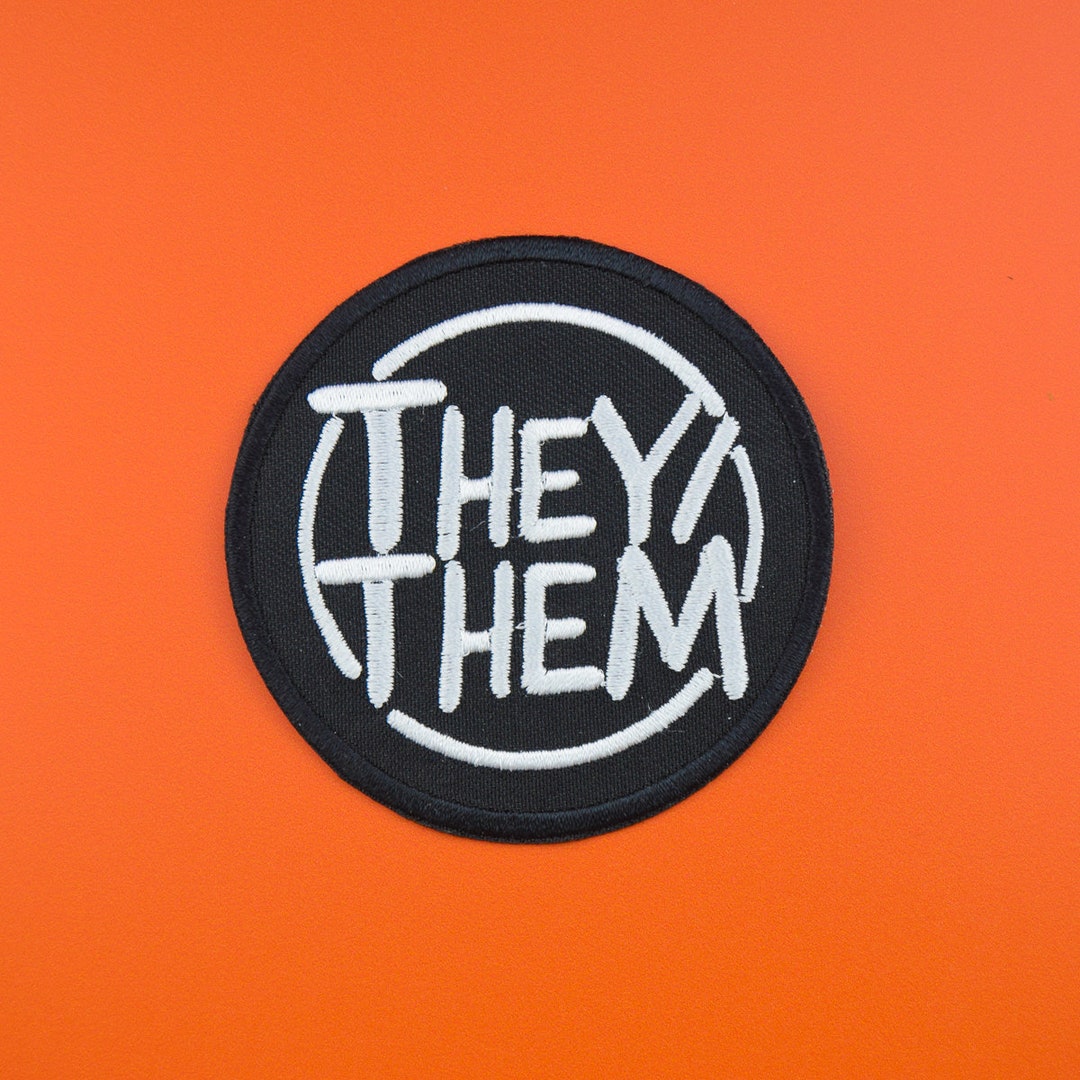 THEY/THEM Circle Embroidered Patch / Vegan Adhesive / Trans Pride ...
