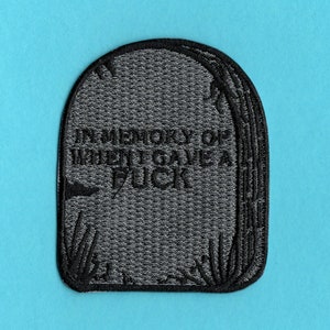 In Memory of When I Gave a Fuck Patch • Funny Tombstone Badge • Emo Goth Iron-On Patch • Horror Inspired Gift • Sarcastic Patch image 4