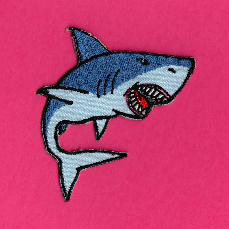 Shark Iron On Patch Embroidery Sewing Diy Customise Denim Etsy
