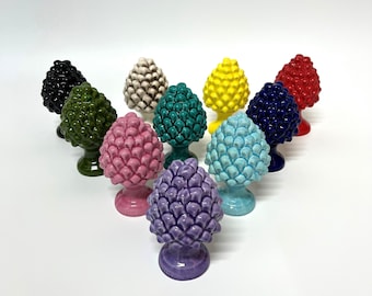 Sicilian Ceramic Pinecone 12 cm – Pigna Siciliana in Ceramica di Caltagirone – Handmade Sicilian Ceramics