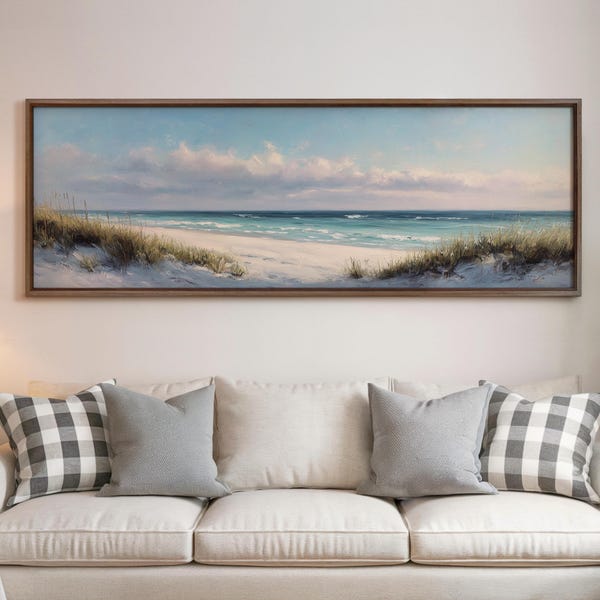 Arte mural de la playa de Destin - Estilo pintura al óleo, Dunas y océano - Arte de Florida, Decoración en lienzo grande - 756