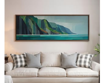 Kauai Wall Art - Hawaii Landscape, Cliffs Art - Oil Painting Aesthetic - 1020