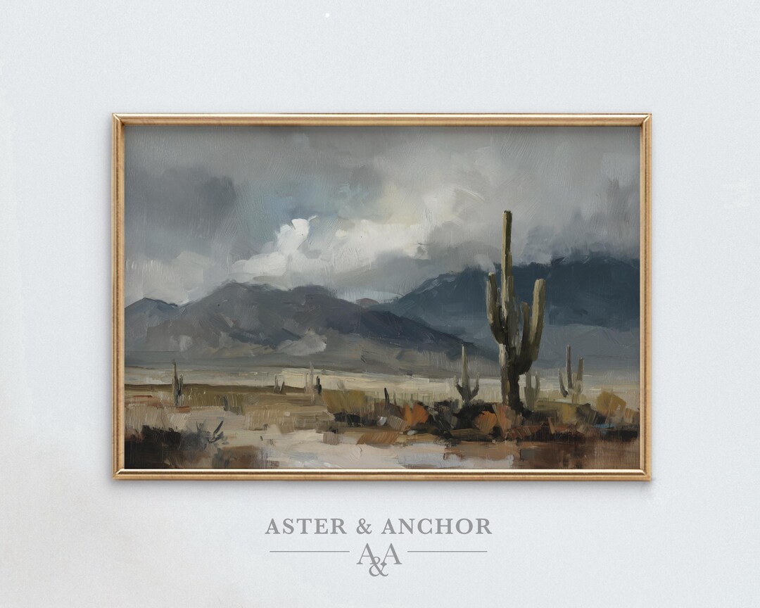 Western Landscape Wall Art – Open Desert, Saguaro Cactus Oil Painting ...