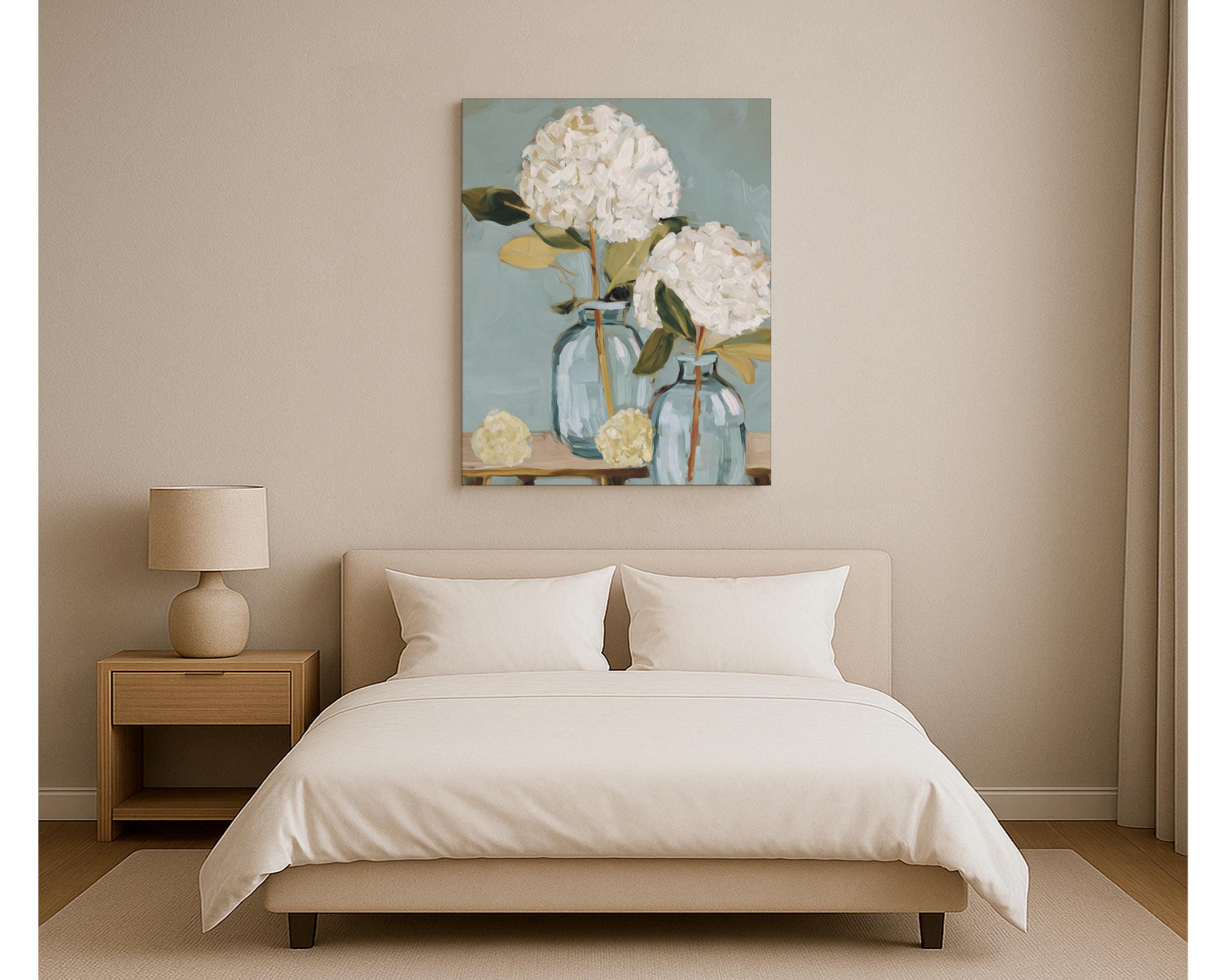 Hydrangea Modern Southern Floral Wall Art - Oil Painting Aesthetic ...
