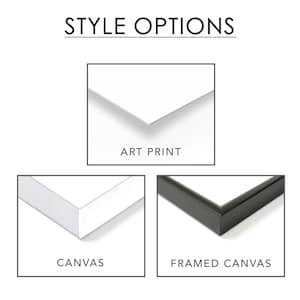 May include: Image displaying three style options for artwork: Art Print, Canvas, and Framed Canvas. Each option is represented by a small, square image showing a corner view of the product. The text "STYLE OPTIONS" is at the top.