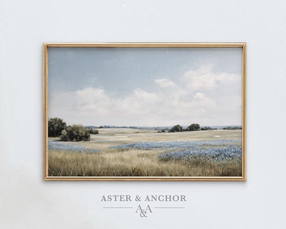 Texas Hill Country Art -  Bluebonnets, Rustic Farmhouse Wall Decor - Large Wall Art - 329