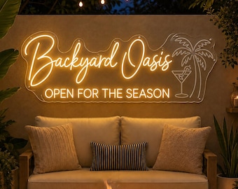Waterproof Patio Neon Sign, Outdoor Backyard LED Neon Light, Personalized Poolside Bar Sign, Backyard Oasis Decor, IP67 Porch Wall Sign