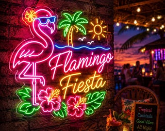 Hello Summer Neon Sign | Palm Tree Neon Gift | Custom LED Neon Light | Pool Party Decor | Beach Bar Sign | Colorful Night Light