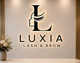 Custom Salon Logo Sign, Gold Halo Lit Letters for Beauty Studio, Med Spa & Lash Bar