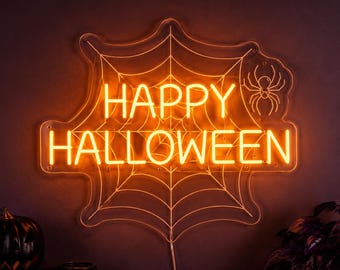 Halloween Neon Sign, Happy Halloween & Trick or Treat LED Light, Spooky Wall Decor for Party and Home