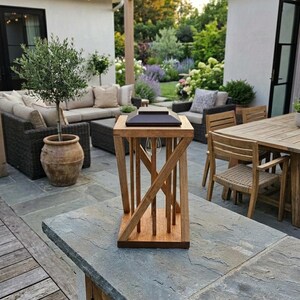 Lanterne solaire en bois, éclairage de terrasse extérieur, LED chaude, décoration de jardin rustique image 5