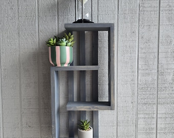 Rustic 4 Tier Wood Wall Shelf, Handmade Farmhouse Decor Storage Organizer