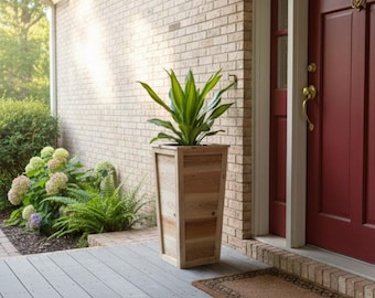 Jardinière en cèdre, conception conique extérieure de ferme rustique, pot de fleur entièrement assemblé