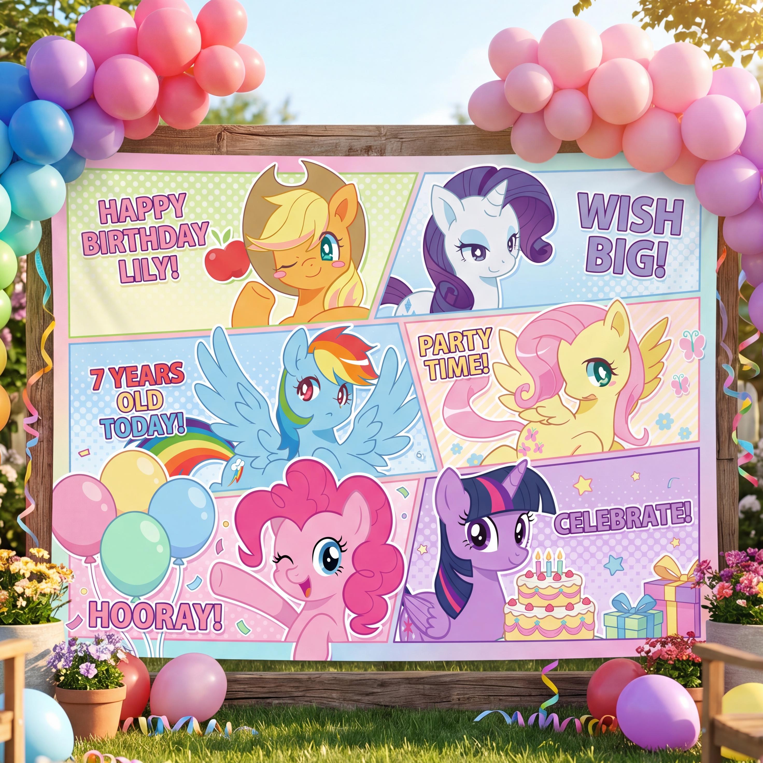 Personalized My Little Pony Birthday Backdrop Custom Pony Party Banner ...