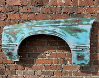 Garage Wall Hanger Patina Car Fender Man Cave One of a Kind Art Mustang Fender