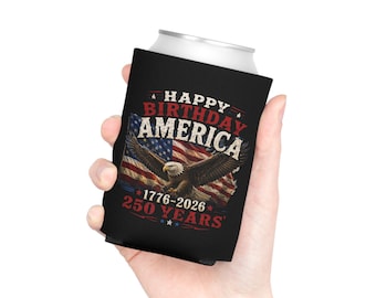 Porta-latas Feliz Aniversário América Porta-latas 250 Anos 1776-2026 Família Patriótica 4 de Julho Veterano EUA Dia da Independência Águia Bandeira